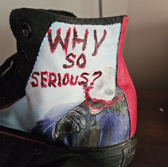Why So Serious Batman/Joker Hand Painted Unisex Chuck Taylor Converse - Picture 7 of 9